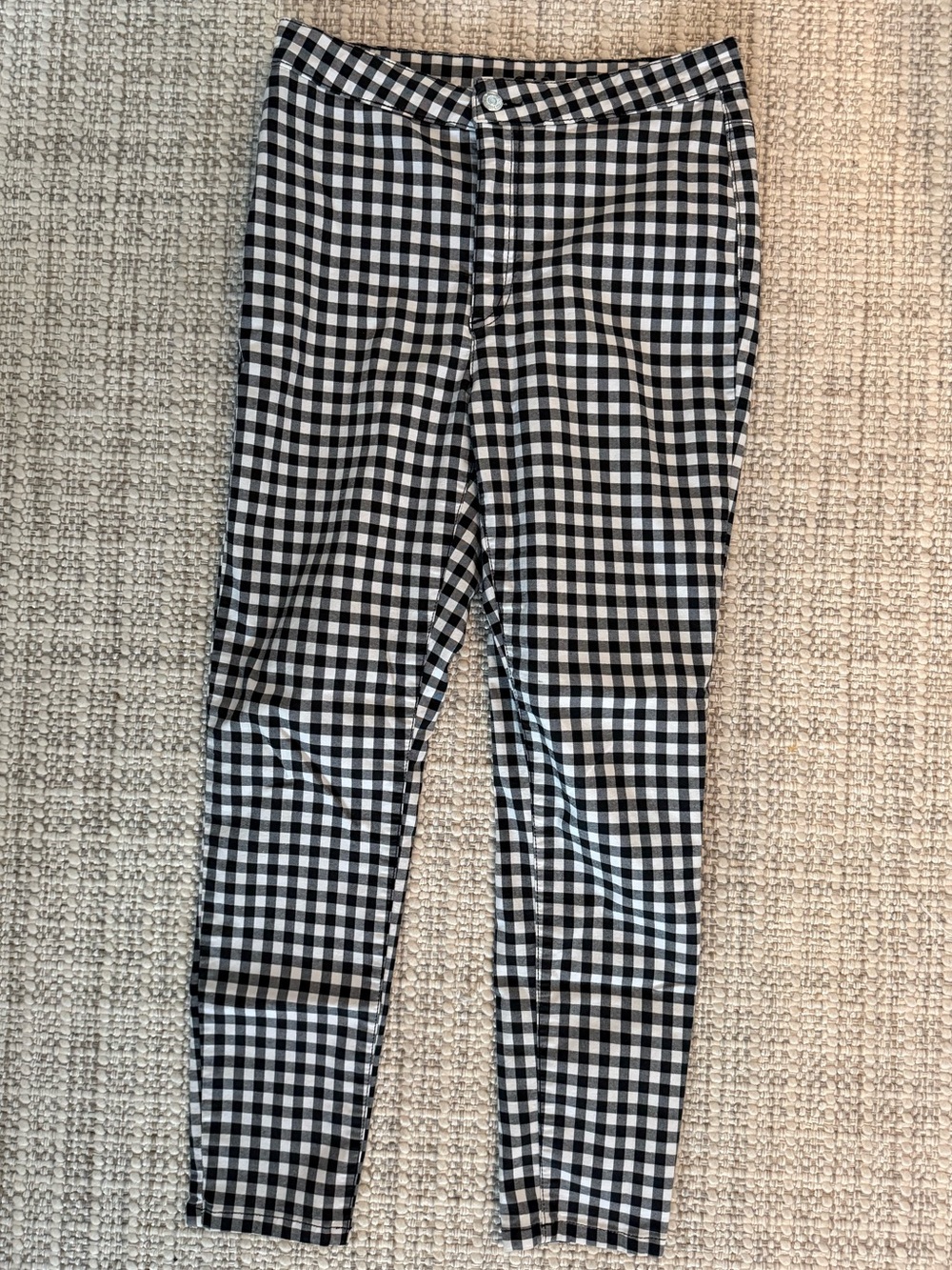 Free People Black & White Gingham Straight Leg Pants